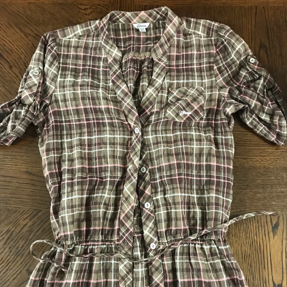 GUESS plaid button down